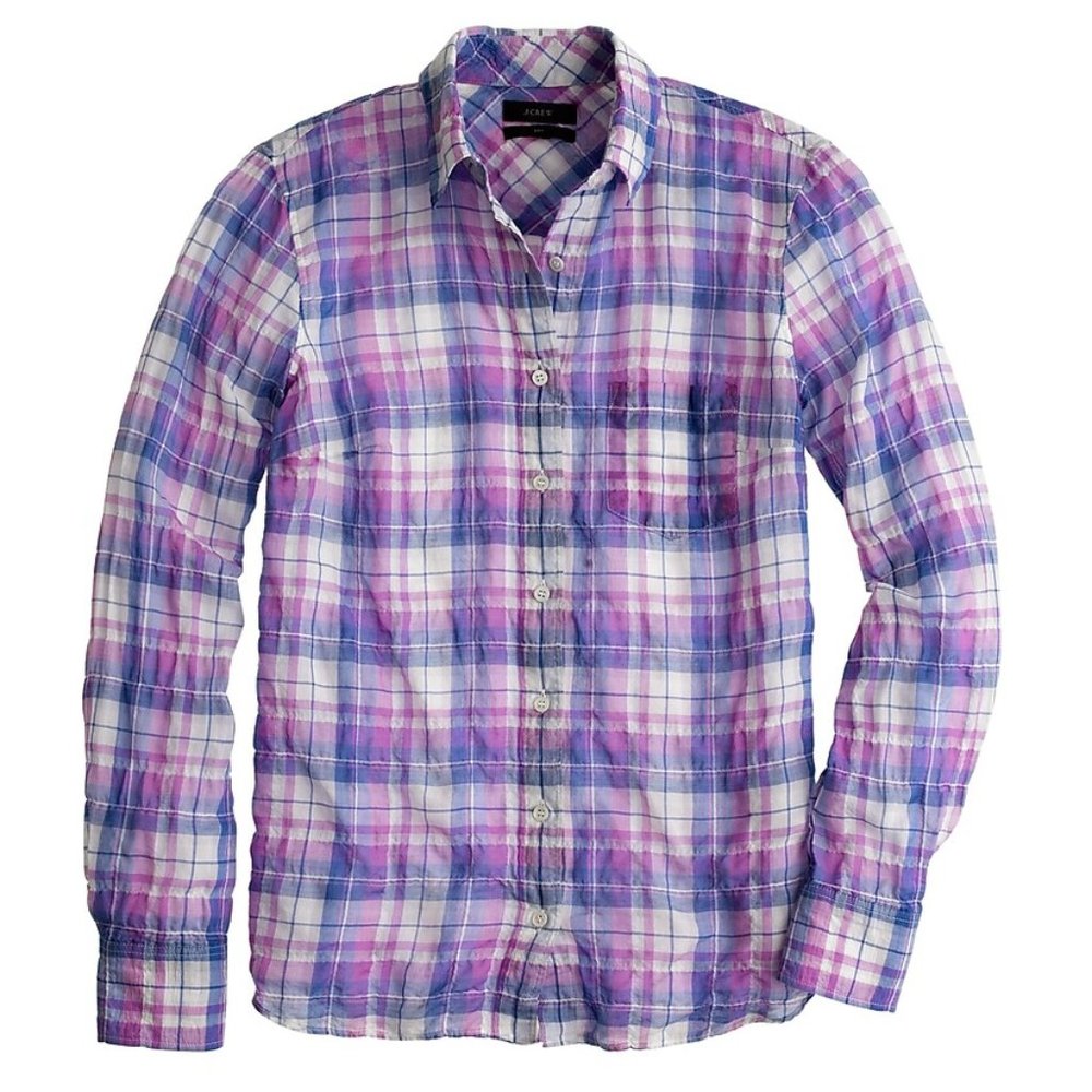 JCrew - Crinkle boy shirt in orchid plaid